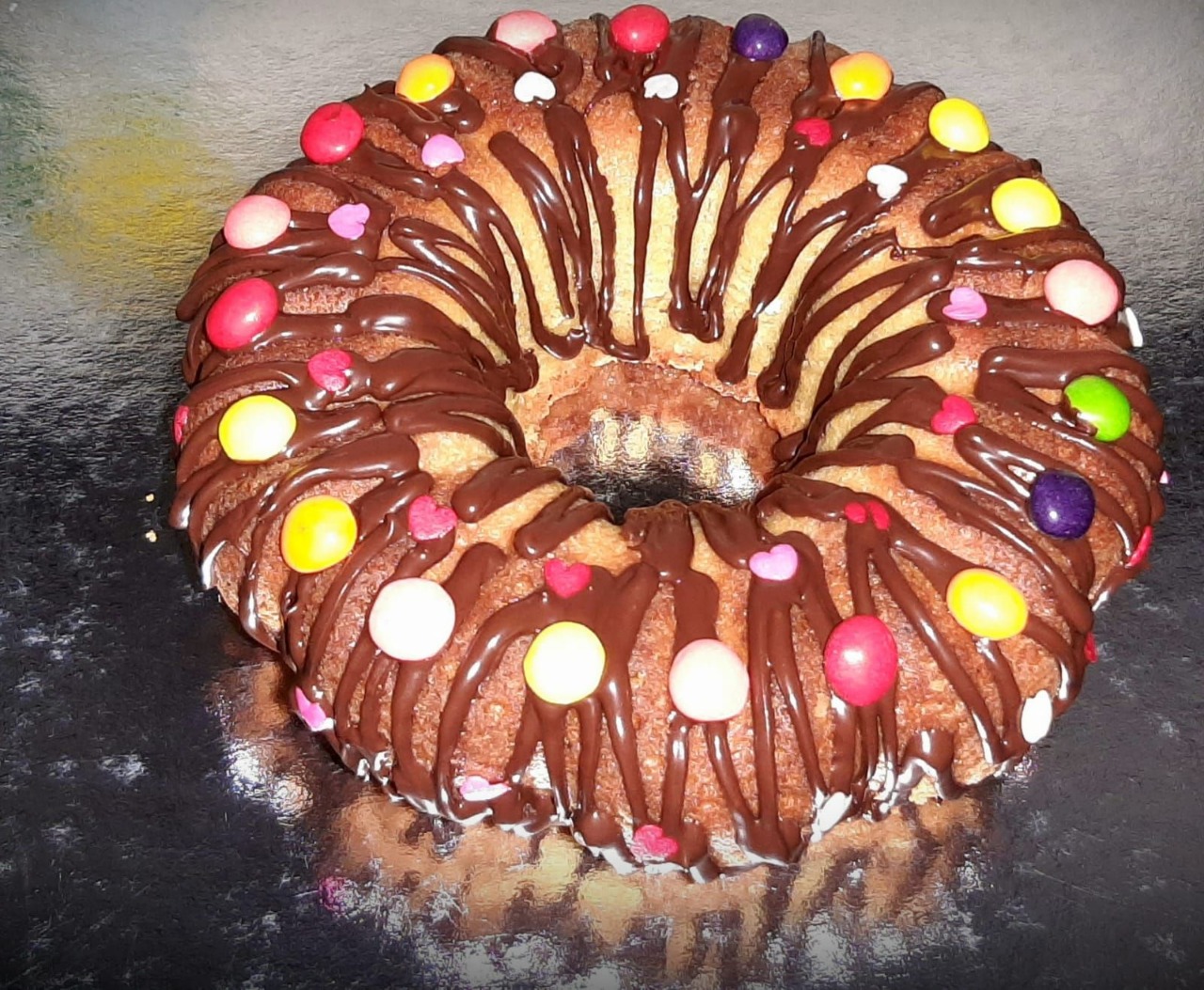 Rosca de chocolate y M&M